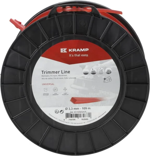 Kramp - NL33109SKR - Trimmer-Schnur Diameter 3,3 mm 109 m Quadratisch Rot Kramp