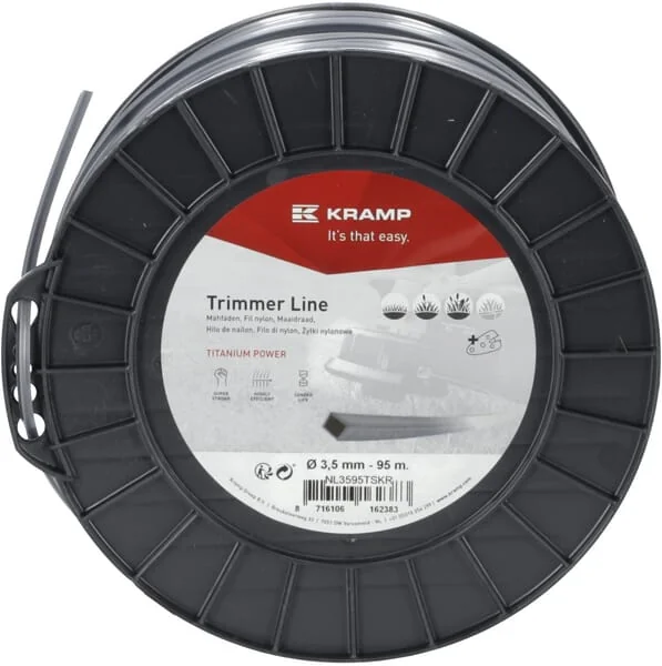 Kramp - NL3595TSKR - Trimmer-Schnur Diameter 3,5 mm 95 m Quadratisch Titanium Power Grau Kramp