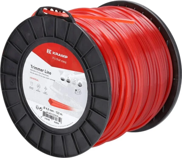 Kramp - NL40122SKR - Trimmer-Schnur Diameter 4 mm 122 m Mit Quadratischem Profil, Rot, Kramp