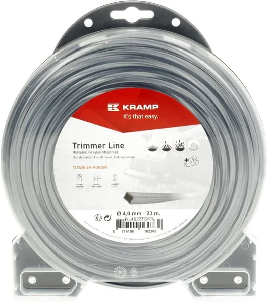 Kramp - NL4023TSKR - Trimmer-Schnur Diameter 4 mm 23 m Quadratisch Titanium Power Grau Kramp