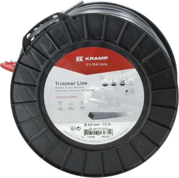 Kramp - NL4072TSKR - Trimmer-Schnur Diameter 4 mm 72 m Quadratisch Titanium Power Grau Kramp