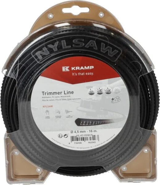 Kramp - NL4516NKR - Trimmerlinie Diameter 4,5mm 16m Quadratisch Nylsaw Schwarz