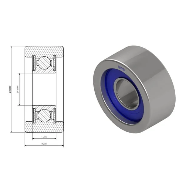 Kramp - NWB20685 - Rolle 15x40x18 mm Kramp
