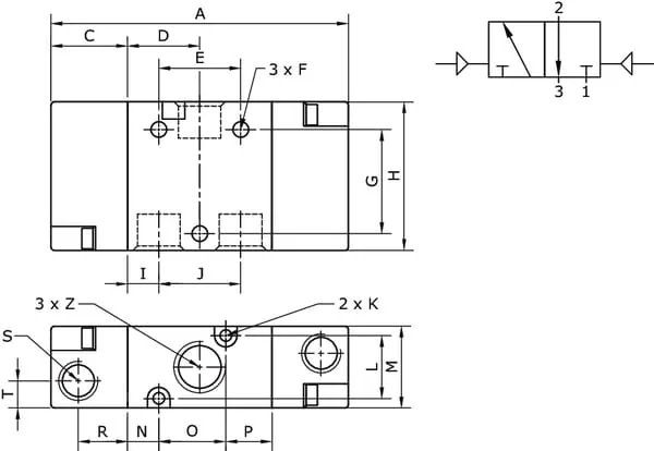 Kramp - PV32B14 - 3/2 Pneumatisches Ventil 1/4"