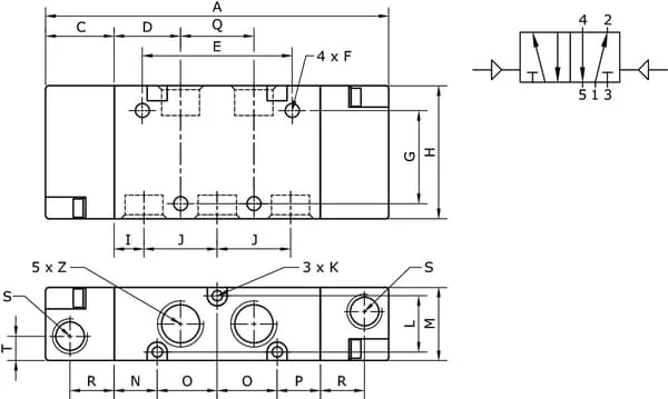 Kramp - PV52B14 - 5/2 Pneumatisches Ventil 1/4"