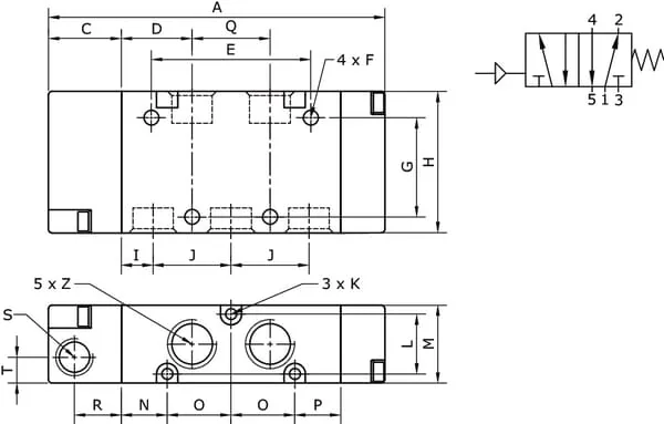 Kramp - PV52M18 - 5/2 Pneumatisches Ventil 1/8"