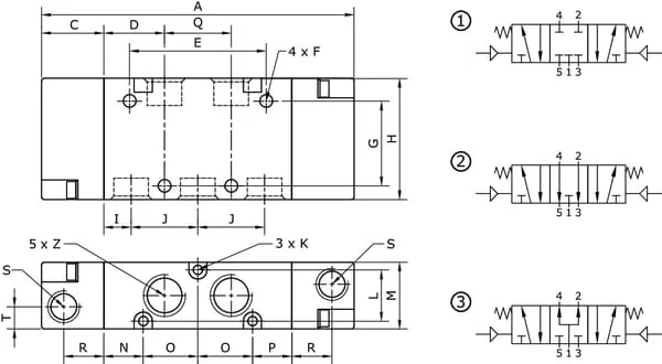 Kramp - PV53M18CC - 5/3 Pneumatisches Ventil 1/8"