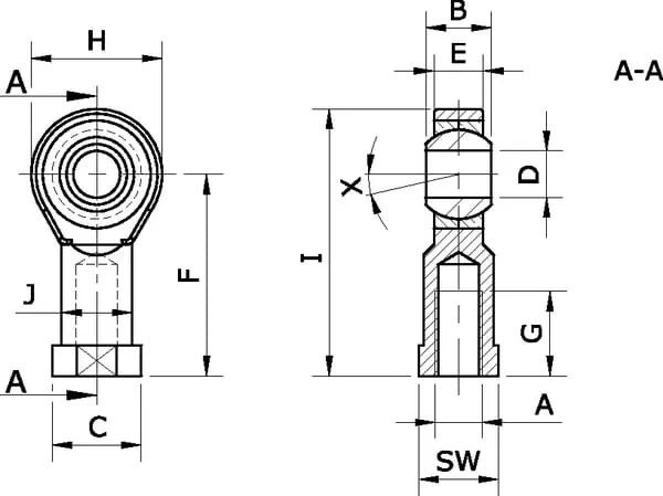 Kramp - RES27200 - Stangenauge, Kugelig M27x2