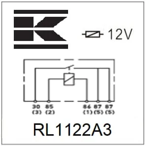 Kramp - RL1122A3 - Mini-Relais 12V, Doppelter Schliesser, 2x20A, Mit Halter