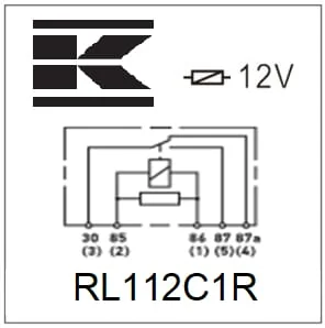Kramp - RL112C1R - Mini-Relais 12V, Wechsler, 30A/40A, Mit Widerstand, Ohne Halter