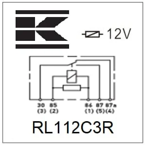 Kramp - RL112C3R - Mini-Relais 12V, Wechsler, 30A/40A, Mit Widerstand, Mit Halter
