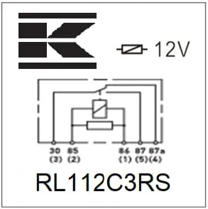Kramp - RL112C3RS - Mini-Relais 12V, Umschaltkontakt, 30/40A, Mit Widerstand, Mit Steckrahmen Und Halter