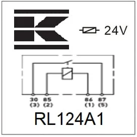 Kramp - RL124A1 - Mini-Relais 24V, Schliesser, 20A, Ohne Halter