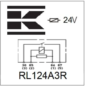 Kramp - RL124A3R - Mini-Relais 24V, Schliesser, 20A, Mit Widerstand, Mit Halter
