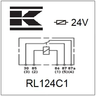 Kramp - RL124C1 - Mini-Relais 24V, Umschaltkontakt, 30A/40A, Ohne Halter