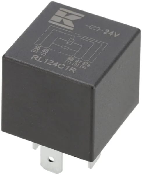 Kramp - RL124C1R - Mini-Relais 24V, Umschaltkontakt, 30A/40A, Mit Widerstand, Ohne Halter