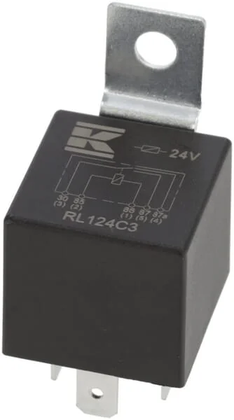 Kramp - RL124C3 - Mini-Relais 24V, Umschaltkontakt, 30A/40A, Mit Halter