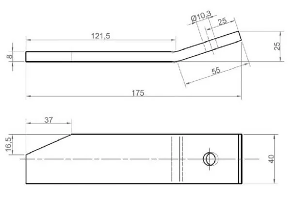 Kramp - RLO970KR - Plastik-Striegelzinke Rechts 175 mm