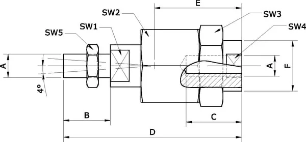 Kramp - SARC12125 - Flexo Stangenkupplung M12x1,25