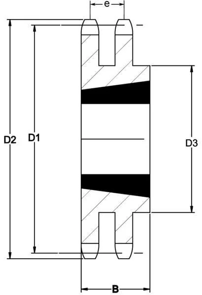 Kramp - SD1217TL - Duplex-Kettenrad 17 Zaehne 1/2" Kette 08 B-2 Fuer Taperlock-Buchse 1210