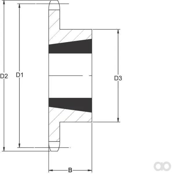 Kramp - SE3422TL - Simplex-Kettenrad 22 Zaehne 3/4" Kette 12 B-1 Fuer Taperlock-Buchse 2517