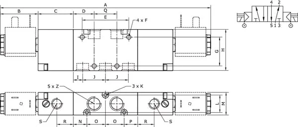 Kramp - SOV52BS14 - 5/2-Wege-Magnetventil 1/4"