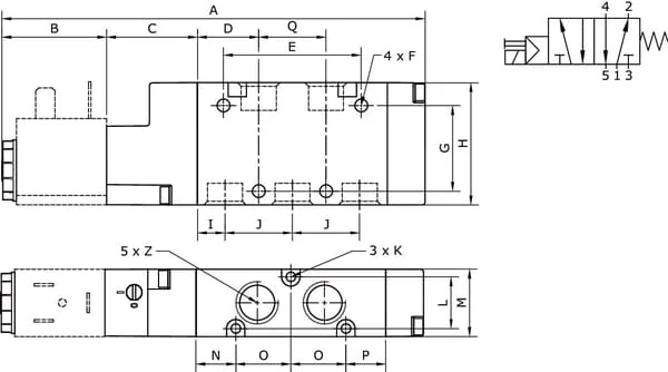 Kramp - SOV52M18 - 5/2-Wege-Magnetventil 1/8"