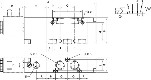 Kramp - SOV52MS18 - 5/2-Wege-Magnetventil 1/8"