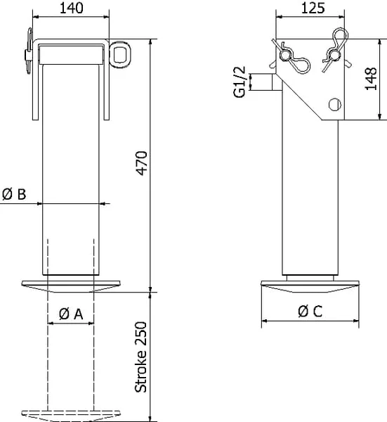 Kramp - SP85250C - Standzylinder Komplett 85-250