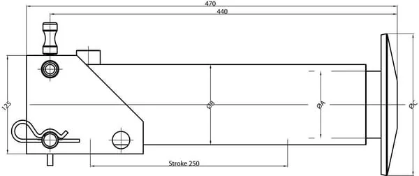 Kramp - SP85250CS - Standzylinder 85-250 mit Schnellkupplung