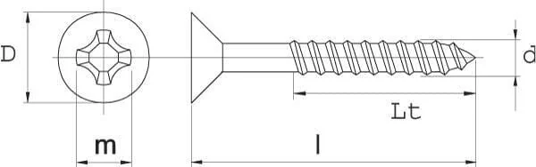 Kramp - SPS3535P200 - Holzschraube 3,5x35mm PZ2 Kreuzschlitz Stahl Kramp