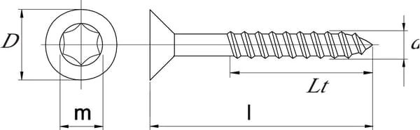 Kramp - SPT3530RVS - Holzschraube 3,5x30mm TX10 Senkkopf, Edelstahl