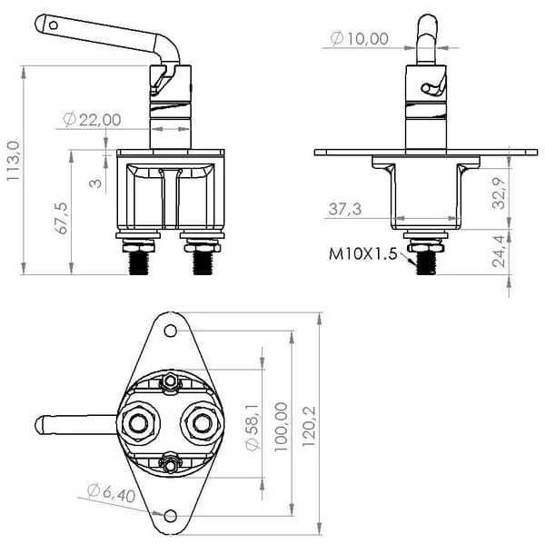 Kramp - SW10003KR - Batterieschalter 12/24V, 250A/2500A (24V-10sek)