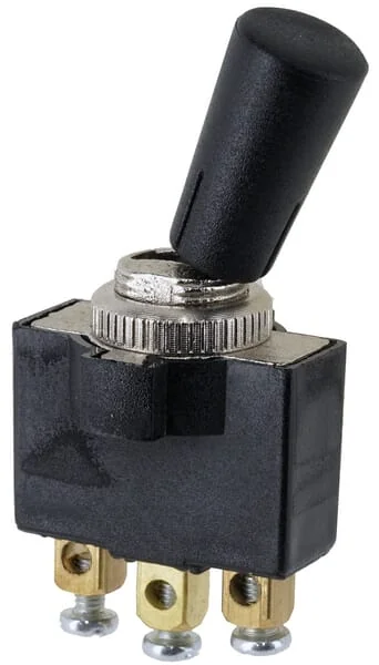 Kramp - SW10014KR - Kippschalter, Ein-Aus-Ein, 12-24VDC, 20A, 125-250VAC, 2A, 3-Polig, Schraubanschluesse, Metallmutter, Kunststoffkappe
