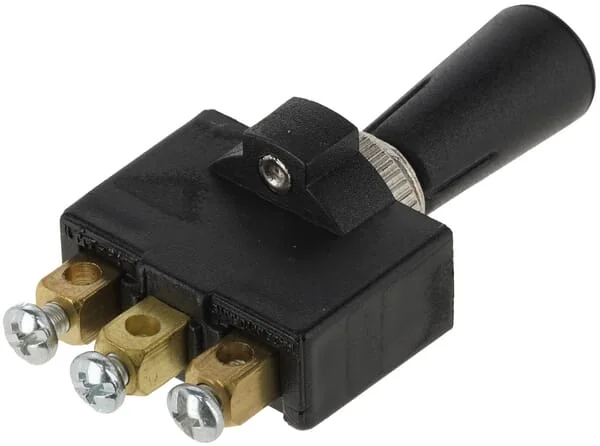 Kramp - SW10014KR - Kippschalter, Ein-Aus-Ein, 12-24VDC, 20A, 125-250VAC, 2A, 3-Polig, Schraubanschluesse, Metallmutter, Kunststoffkappe