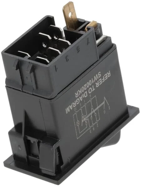 Kramp - SW10020KR - Wippschalter, I-0, Ein-Aus, 12V, 7-Polig, Funktionsbeleuchtung, Mit Gluehlampe