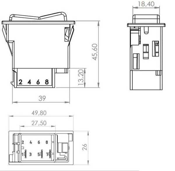 Kramp - SW10027KR - Kippschalter, II-0-I, Ein-Aus-Ein, 12/24V, 3-Polig, Funktionsbeleuchtung, Mit Gluehlampe