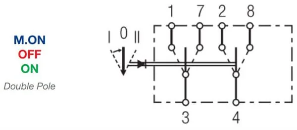 Kramp - SW10029KR - Kippschalter, (I)-0-II, 8-Polig, Funktionsbeleuchtung, Mit Gluehlampe