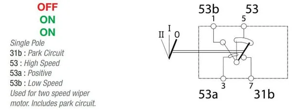 Kramp - SW10032KR - Kippschalter, II+I-0, Aus-Ein-Ein, 6-Polig, Stellungsbeleuchtung, Mit Gluehlampe
