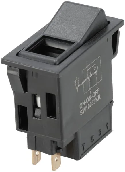 Kramp - SW10033KR - Kippschalter, II+I-0, Aus-Ein-Ein, 12/24V, 5-Polig, Funktionsbeleuchtung, Mit Gluehlampe