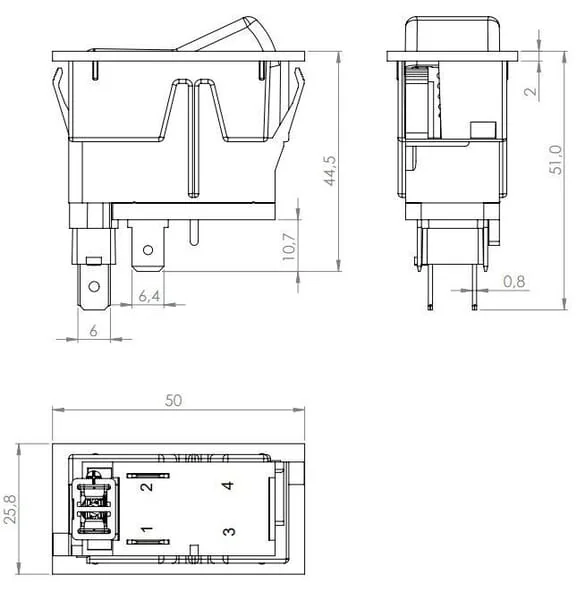 Kramp - SW10038KR - Kippschalter, (I)-0, Aus-Moment, 12V, 2-Polig, Scheibenwaschanlage