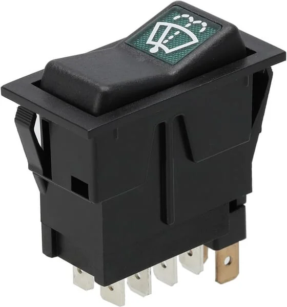 Kramp - SW10041KR - Kippschalter, I-0-(II), Ein-Ein-Moment, 12V, 8-Polig, Scheibenwischer Mit Waschanlage