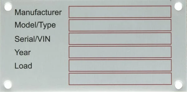 Kramp - TAG001KR - Typenschild Unbeschriftet Aluminium Serien-/FIN-Nummer 100x50mm