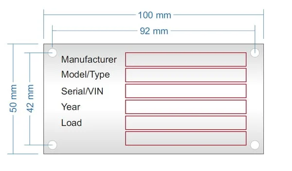 Kramp - TAG001KR - Typenschild Unbeschriftet Aluminium Serien-/FIN-Nummer 100x50mm