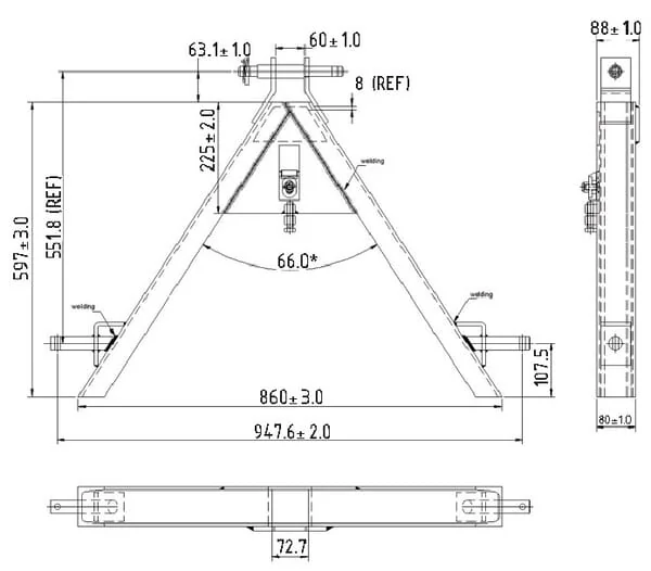 Kramp - TL150691KR - Aufschweissbare Dreieckscheibe mit Kat.2-Bolzen