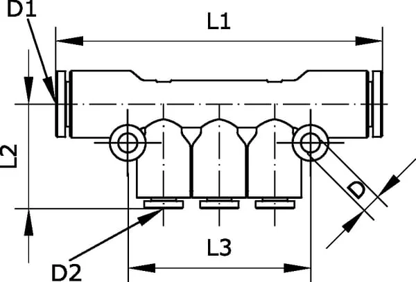 Kramp - TMC1088810P - T-Mehrfachverteiler 3-Fach