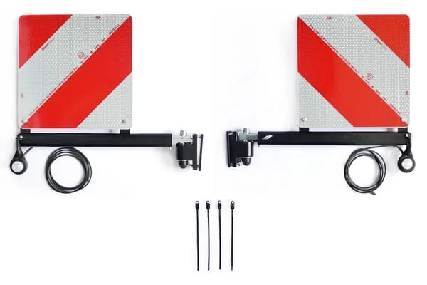 Kramp - V304LEDKR - Satz Ueberbreit-Warnschild Schnellwechsel-Teleskoptraeger Ausziehbar Markierungsleuchte 12/24V (Aspoeck-Stecker) – Vorne