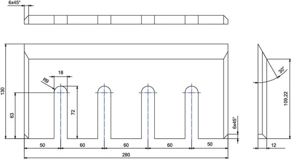 Kramp - WCB00145 - Haeckslermesser 280x130x12