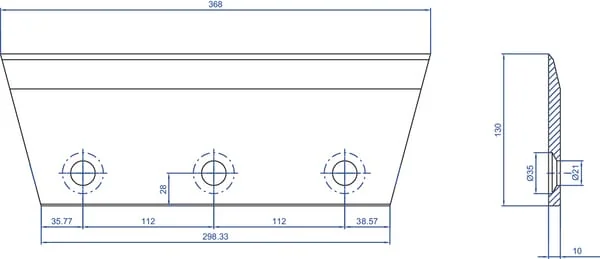 Kramp - WCB00301 - Holzhackermesser 368x130x10