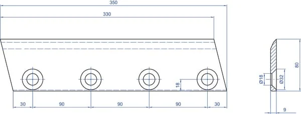 Kramp - WCB00305 - Holzhackermesser 330x80x9